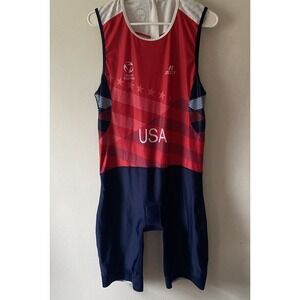 Zone3 Mens Blue Red Striped Elite Triathlon Suit  Pad Size XXL